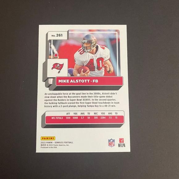 Mike Alstott: Tampa Bay Buccaneers, Fullback 2022 Panini Donruss Press Proof - Picture 2 of 2